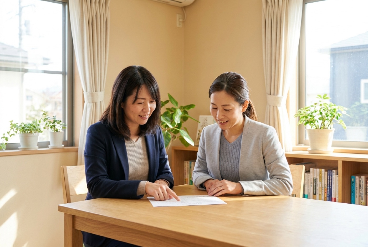 担当者が資料を確認しながら打ち合わせをしている様子