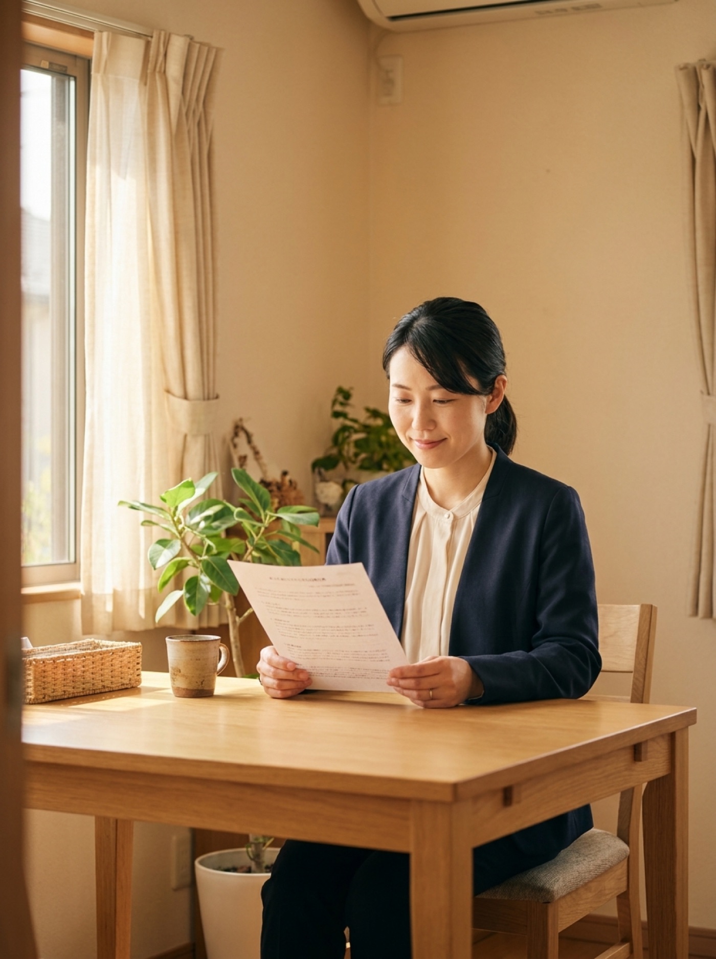 明るい相談室で担当者が査定書を確認している様子